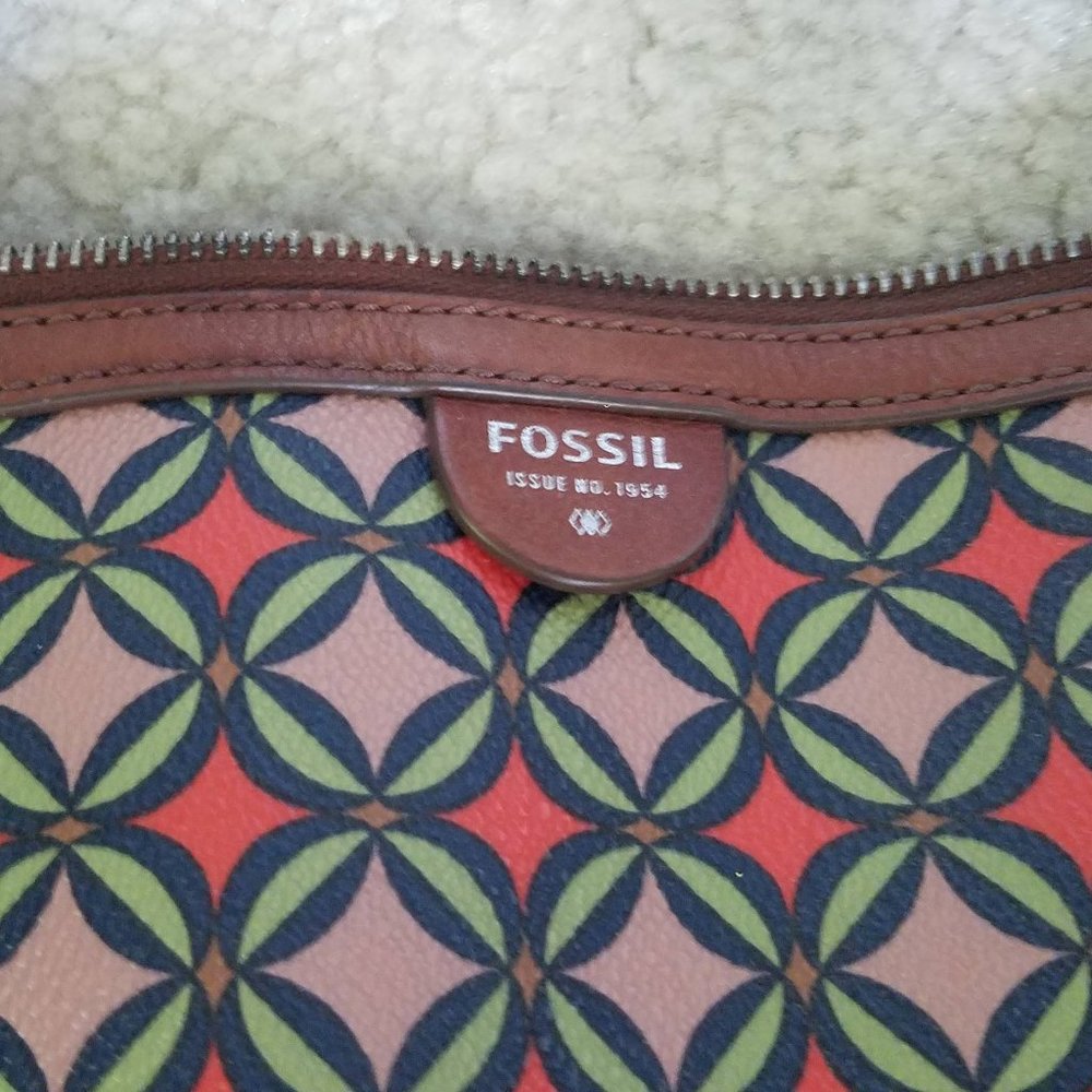 Geometric Pattern Zipper Fossil Rachel Tote Bag - image 2